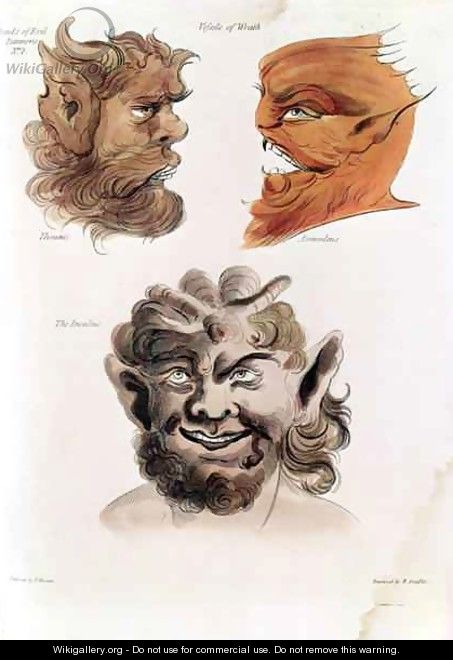 Heads of Evil Demons Theumis, Asmodeus and The Incubus - (after) Barrett, Francis