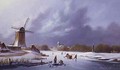 Dutch Frozen River Landscape - David Beatty