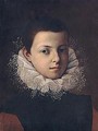 Portrait of a boy, half-length, wearing a black doublet with brown sleeves, and a lace ruff - (after) Tranquillo Cremona