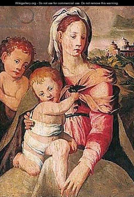 The madonna and child with the infant Saint John the Baptist - (after) (Jacopo Carucci) Pontormo