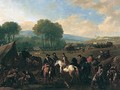 A Military Encampment In An Open Landscape With Cavaliers Conversing By A Pool - Jan von Huchtenburgh