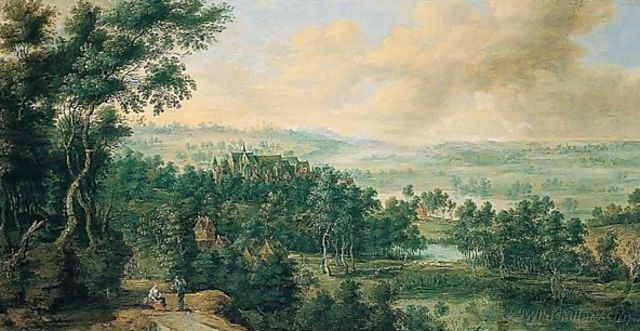 An Extensive Wooded Landscape With A Chateau - Lucas Van Uden
