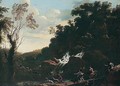 Landscape with a stag hunt - (after) Pandolfo Reschi