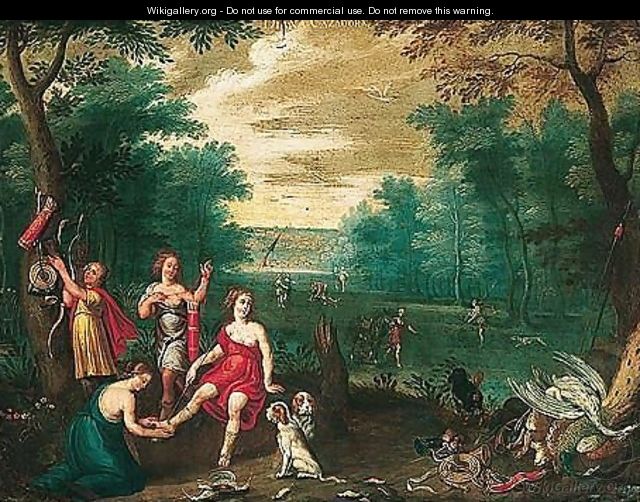 A Landscape With Diana And Her Nymphs Resting From The Hunt - Geeraert De Lavallee