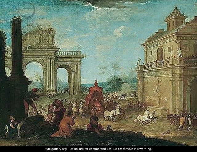 The arrival of alexander the great at babylon - (after) Johann Heinrich Schonfeld