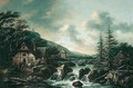Scandinavian Landscape With Figures Outside A Tavern By A Waterfall - Claes Molenaar (see Molenaer)