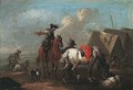 Horsemen Beside An Encampment - August Querfurt