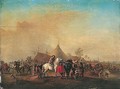 A military encampment with horsemen and other figures beside a river - (after) Philips Wouwerman
