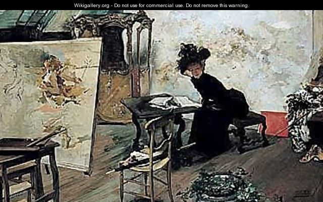 A Woman In An Atelier - Emilio Sala Frances