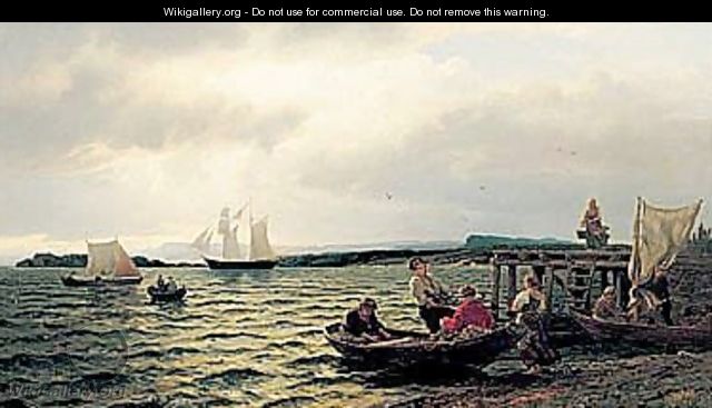 Fiskere Som Bringer Fangsten I Land (Landing The Catch) - Hans Fredrik Gude