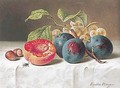 Still Life With Peach And Prunes (Still-leben Mit Pfirsich Und Pflaumen) - Emilie Preyer
