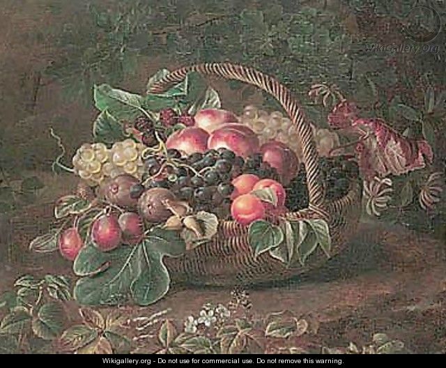 Still Life Of Fruit In A Basket - Johan Laurentz Jensen