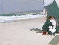 Mujer Y Nino En La Playa (Mother And Child On The Beach) - Cecillio Pla Y Gallardo