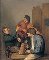 Three Peasants Drinking, Smoking And Playing The Violin In A Tavern Interior - Adriaen Jansz. Van Ostade