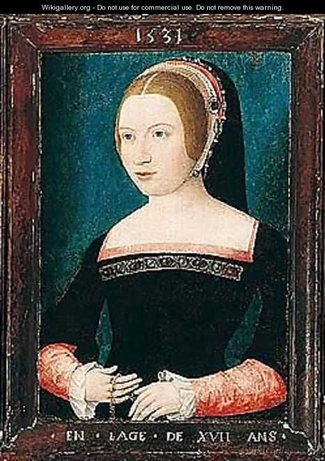 Portrait Of A Young Woman Holding A Chain - Unknown Painter