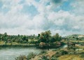 A View Of Winchester From The River Itchen, With A Hay Barge In The Foreground And The Cathederal And St.Catherine's Hill Beyond - Frederick Waters Watts