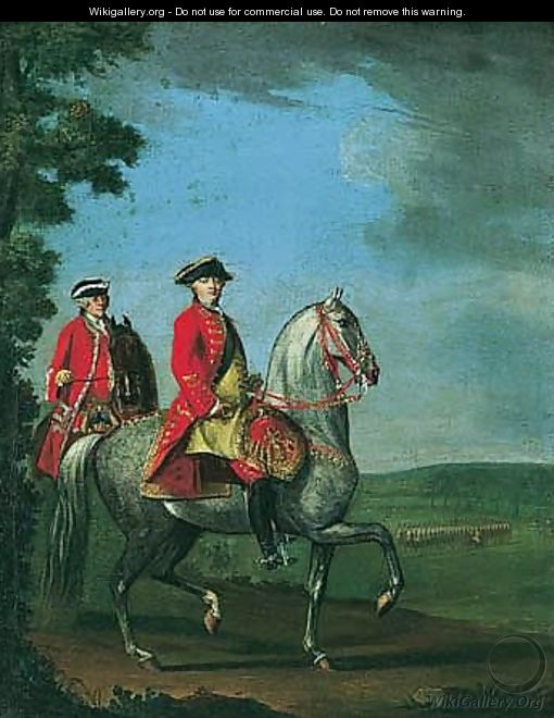 Equestrian Portrait Of George III With A Review Of Troops Beyond - David Morier