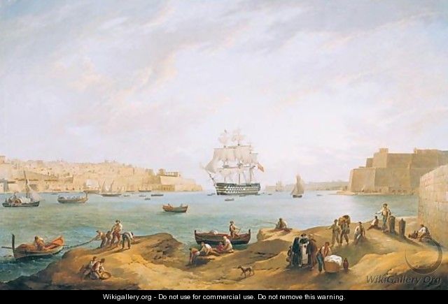 A View Of The Grand Harbour At Valetta - Anton the Younger Schranz