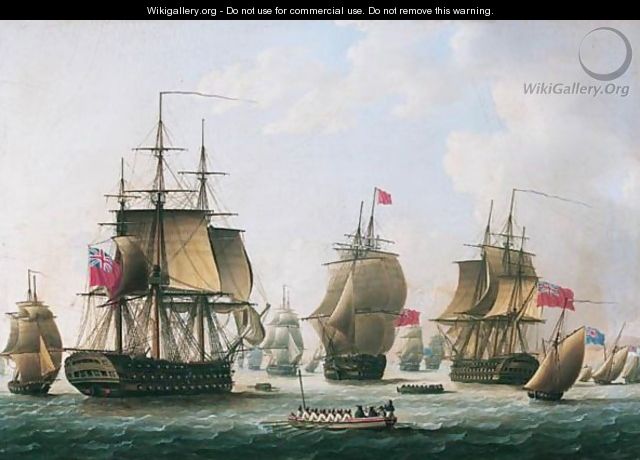 The English Fleet, With An Admiral Approaching A Ship Of The Line - Thomas Buttersworth