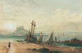 Unloading Boats On The Beach Near Holy Island - Thomas Miles Richardson