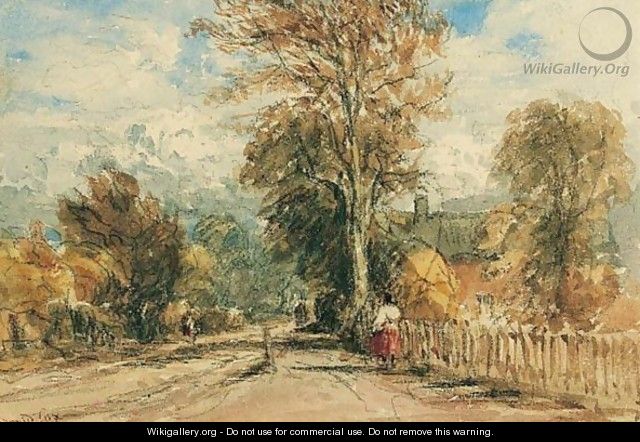 A Figure On A Country Road - David Cox