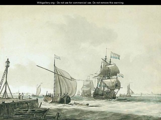 Dutch East Indiaman And Other Shipping In The Zuider Zee - Dominic Serres