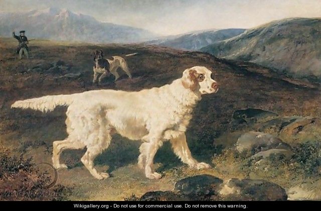 A Gentleman Out Shooting With A Setter And A Pointer - John Frederick Herring Snr