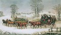The Ipswich To London Stage Passing The Harwich Fish Van In The Snow - Samuel Henry Gordon Alken