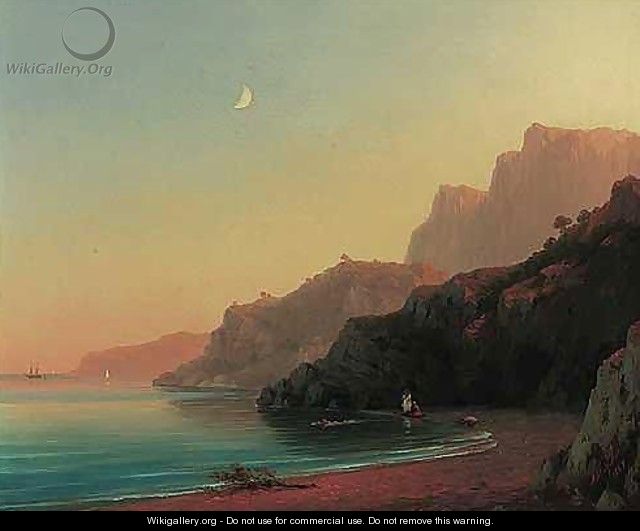 Bathing at sunset in the cove - Ivan Konstantinovich Aivazovsky