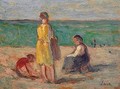 La Plage Pres De St Malo - Maximilien Luce