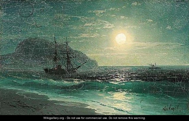 Ships in the moonlight - Ivan Konstantinovich Aivazovsky