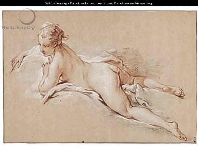 Study Of A Young Girl Lying On Her Front - François Boucher