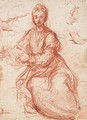 A Seated Female Figure Holding A Book, And Separate Studies Of A Hand And Feet - Giovan Battista Naldini