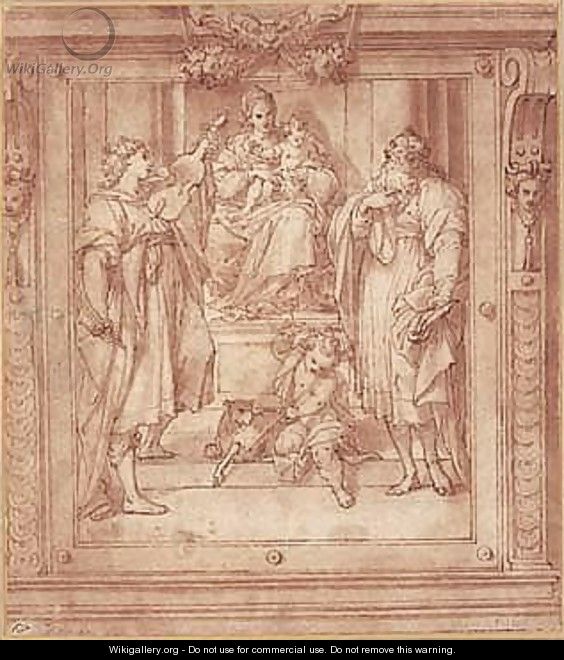 The Madonna And Child With St. Bartholomew, St. Cecilia, And St. John The Baptist - Orazio Samacchini