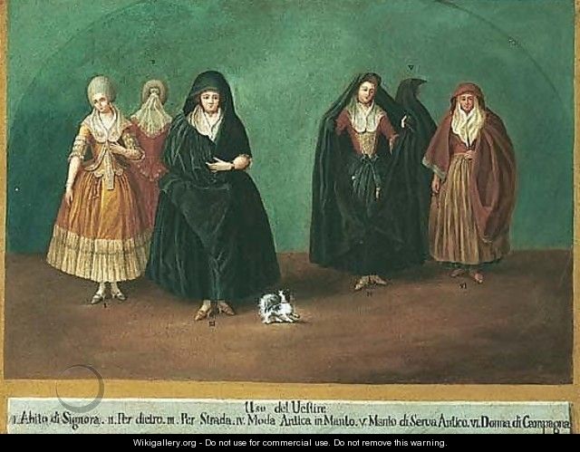 Women dressed in various costumes - (after) Longhi, Pietro
