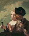 A Young Couple Drinking Wine - (after) Domenico Maggiotto