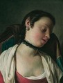 A portrait of a young girl, head and shoulders, sleeping in a chair - (after) Pietro Antonio Rotari