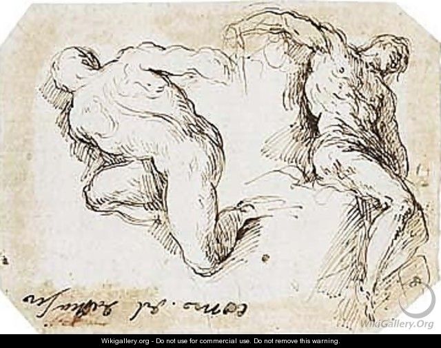 Studies Of Two Male Nude Figures - Jacopo d