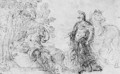 Studies for a composition of erminia seeking shelter with a shepherd - Roman School