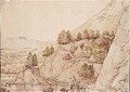Rugged River Landscape With Figures Fishing - (after) Jacob Esselens