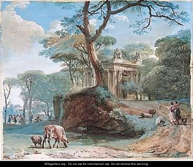 Classical Landscape With A Tomb - Jean-Pierr Houel