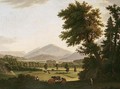 A View Of A Country House, With Figures And Cattle In The Grounds, Foothills Beyond - Andreas Nesselthaler