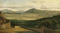 A Panoramic Landscape, With A Building Within A Set Of Walls On The Left, Open Plains And A Range Of Mountains In The Distance - (after) Pierre-Henri De Valenciennes