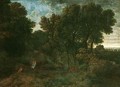 A Wooded Landscape With Figures Resting In The Foreground - Gaspard Dughet