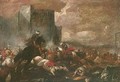 A cavalry battle before the walls of a fortress - (after) Jacques (Le Bourguignon) Courtois