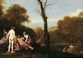 A Pastoral Landscape With Nymphs And Other Figures Resting Beside A River - Cornelis Van Poelenburgh