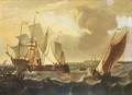 Shipping Vessels On Choppy Seas, The Town Of Enkhuizen Beyond - (after) Ludolf Backhuysen