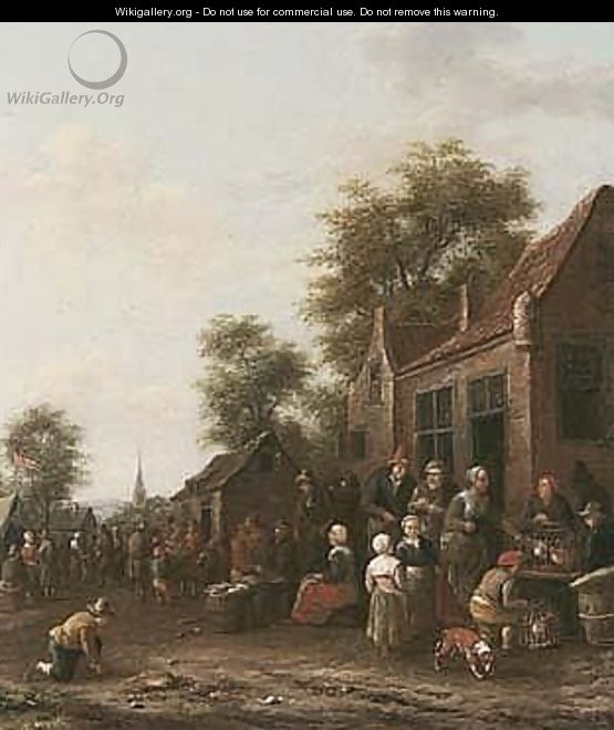 A Village Market With A Poultry Seller - Barend Gael or Gaal