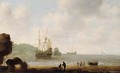 A Tropical Coastal Scene With A Rowing Boat Coming Ashore On A Beach, Other Shipping Vessels Beyond - Gilles Peeters