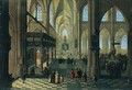 The Interior Of A Cathedral With Figures Attending A Sermon - Peeter, the Younger Neeffs